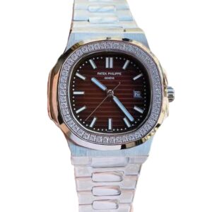 Patek Philippe Nautilus Diamond Bezel Brown Dial Watch