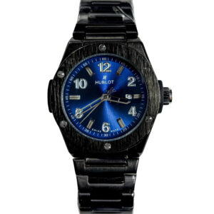 Hublot Style Black Steel Blue Dial Quartz Watch