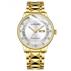 LONGBO Stylish Gold and Silver Water-Resistant Watch